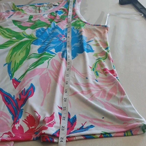 Chaus Women's Tropical Floral Tank Top - Pink, Green, Blue - Picture 6 of 7